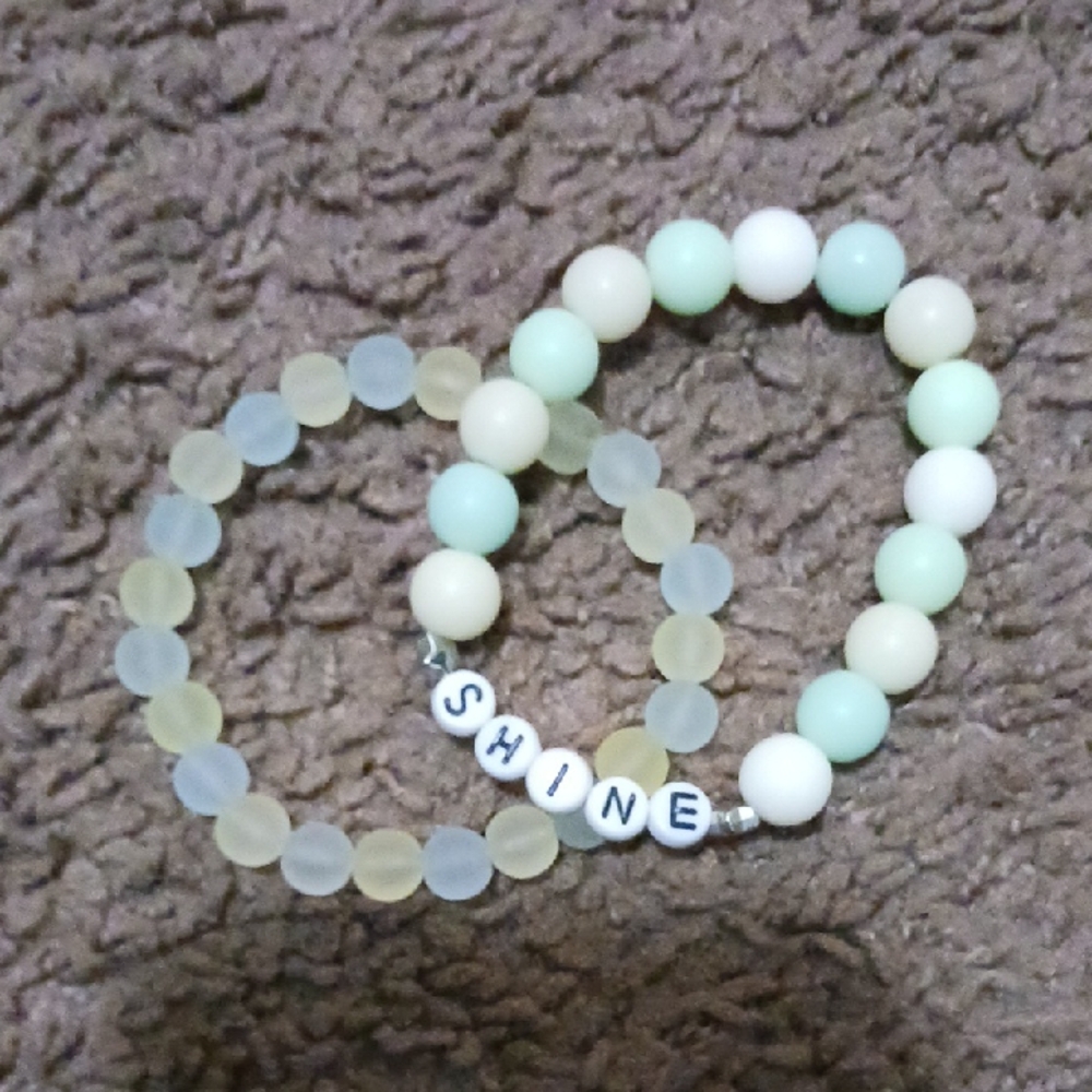 Pastel Beaded Bracelet Set Made By Hand